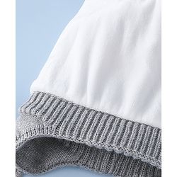 Babyhug Woollen Cap with Pom Pom & Knot with and Vehicle & Geometric Design Blue - Diameter 18.5 cm