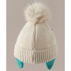 Babyhug Woollen Cap with Pom Pom & Reindeer Applique in Red - Diameter 17.5 cm