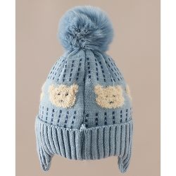 Babyhug Woollen Cap & Sets With Bear Detailing in Khaki - Diameter 19 cm