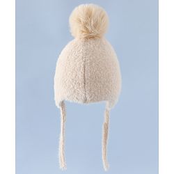 Babyhug Woollen Cap & Sets With Cat Detailing In Blue - Diameter 18 cm