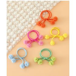 Babyhug Free Size Hair Rubber Bands with Pom Pom - Multicolor