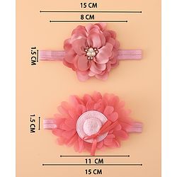 Babyhug Headbands With Floral Applique Pack of 2 Free Size - Maroon , Purple