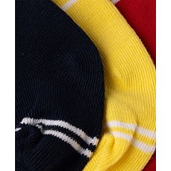 Cute Walk by Babyhug Non Terry Knit Anti-bacterial Ankle Length Striped Socks Pack of 3 - Yellow, Black & Red