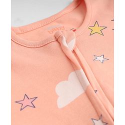 Babyhug Disney Interlock Knit Full Sleeve Rompers With Minnie Mouse Graphic Pack of 2 - Peach & Pink