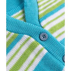 Babyhug Knit Full Sleeves Striped Sweater Set - Limegreen