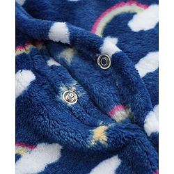 Babyhug Cotton Mix Knit Velour Full Sleeve Winter Nightwear with Cloud Print in Blue
