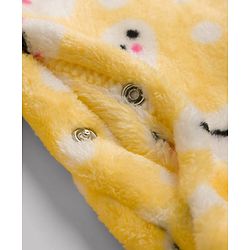Babyhug Velour Cotton Knit Full Sleeves Sleep Suit with Heart Print - Yellow