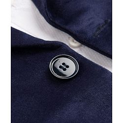 Babyhug Woven Full Sleeves Solid Three Piece Party Suit With Bow - Navy Blue