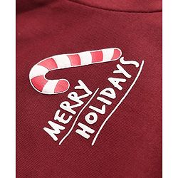 Babyhug 100% Cotton Terry Knit Sweatshirt with Full Sleeves and Holiday Essentials Print in Maroon
