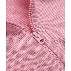 Babyhug Knit Full Sleeves Hooded Sweater with Puppy Applique - Pink
