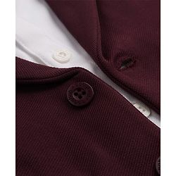 Babyhug Woven Full Sleeves Solid Three Piece Party Suit With Bow - Wine