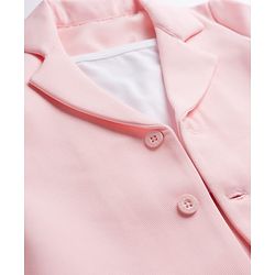 Babyhug Knit Full Sleeves Solid Top & Pant Set With Blazer - Peach
