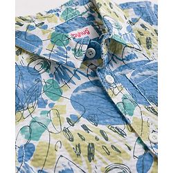 Babyhug Cotton Woven Half Sleeves Abstract Printed Shirt & Denim Shorts Set - Light Blue