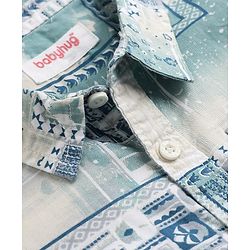 Babyhug 100% Cotton Woven Half Sleeves Co-Ords Shirt and Shorts with Geometric Print - Light Blue
