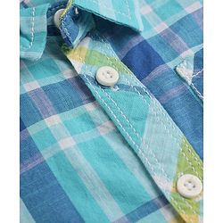 Babyhug Cotton Woven Half Sleeves Checked Shirt and Shorts Set - Blue