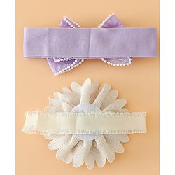 Babyhug Headbands Free Size With Bow & Floral Applique Pack Of 2 - Pink & Blue