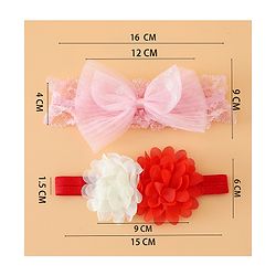 Babyhug Headbands Free Size With Bow & Floral Applique Pack Of 2 - Pink & White