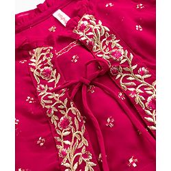 Babyhug Georgett Woven Sleeveless Floral Embroidered Top Palazo and Jacket Set - Hot Dark Pink