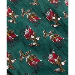 Babyhug 100% Cotton Woven Sleeveless Floral Printed Choli Lehenga Set With Dupatta - Green