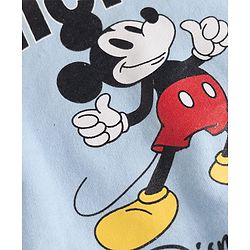 Babyhug Disney 100% Cotton Knit Full Sleeves Sweatshirt & Trackpant Winter Wear Suit With Mickey Mouse Graphics - Light Blue