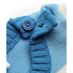 Babyhug Knit Full Sleeves Striped Sweater Set - Blue