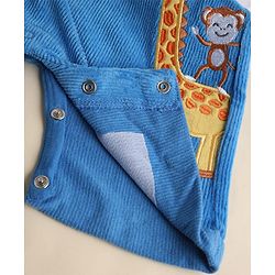 Babyhug 100% Cotton Single Jersey Knit Half Sleeves Dungaree With Animal Printed Inner Tee - White