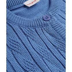 Babyhug Knit Full Sleeves Front Open Sweater With Cable Knit Design - Light Blue