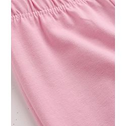 Babyhug Cotton Lycra Elastane Knit Leggings with Full Length and Bear Print& Applique - Pink