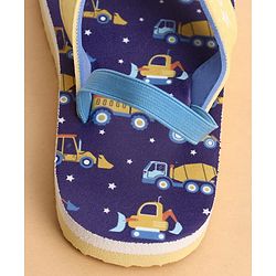 Cute Walk by Babyhug Back Strap Flip Flops With Vehicle Print - Blue