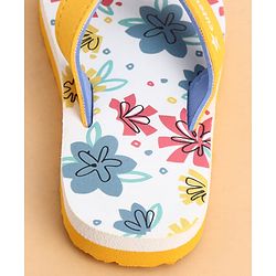 Cute Walk by Babyhug Slip On Flip Flops With Floral Print - Yellow