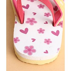 Cute Walk by Babyhug Back Strap Closure Flip Flops With Floral Print - White & Pink