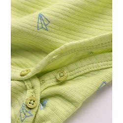 Babyhug Cotton Mix Knit Thermal Romper With Kite Print - Lemon yellow