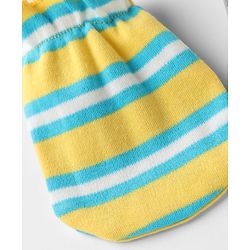 Babyhug 100% Cotton Interlock Knit Mittens & Booties With Stripes - Yellow
