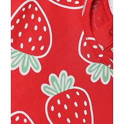 Babyhug Single Jersey Knit Half Sleeves Strawberry Printed Top & Skirt Set - Red & White