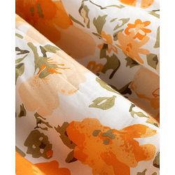 Babyhug 100% Cotton Woven Half Sleeves Floral Printed Frock With Shrug - Orange