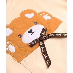 Babyhug 100% Cotton Knit Sweatshirt with Full Sleeves, and Bear Applique in Beige
