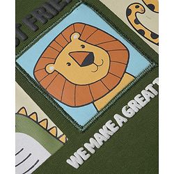 Babyhug Heavy Gauge 100% Cotton Terry Full Sleeves Sweatshirt With Jungle Safari Theme Print - Green