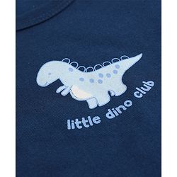 Babyhug 100% Cotton Single Jersey Knit Vests with Dino & Stripes Print in Blue & White Pack of 3