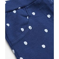 Babyhug Cotton Knit Full Length Jeggings with Polka Dots Print - Navy Blue
