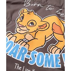 Babyhug Disney Woven Full Sleeves Hooded Padded Winter Jacket Front and Back With Simba Graphic - Light Brown