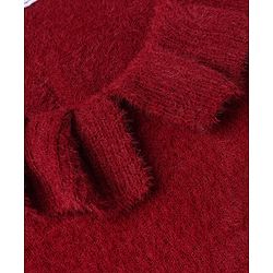Babyhug Knit Full Sleeves Pullovers with Ruffled Collar - Maroon