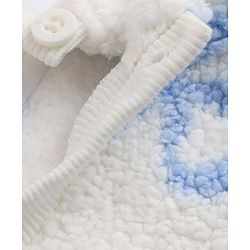 Babyhug Fur Woven Full Sleeves Winter Wear Suit With Bow Print - White