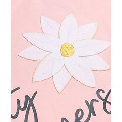 :Babyhug 100% Cotton Knit T-Shirt with Full Sleeve With Flower Applique - Peach
