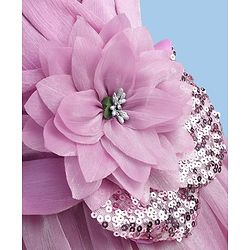 Babyhug Satin Woven Sleeveless Gown with a oversized Fabric flower at the Waistline - Lilac