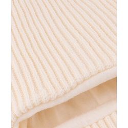 Babyhug Knit Woollen Monkey Cap with Pom Pom Biege - Diameter 10 cm