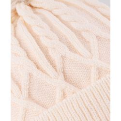 Babyhug Knit Woollen Cap with Cable Knit Design Light Pink - Diameter 10 cm