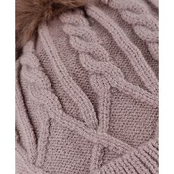 Babyhug Knit Woollen Cap with Cable Knit Design Tan - Diameter 10 cm