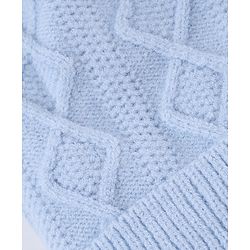 Babyhug Knit Woollen Cap with Cable Knit Design Light Blue - Diameter 10 cm
