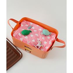 Babyhug Good Things Printed Storage Boxes Set of 2 Cream & Green | Large & Medium Sizes | Side Handles | Multipurpose Home Organizer | Unisex