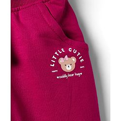 Babyhug Cotton Looper Knit Full Length Track Pant with Bear Print - Red